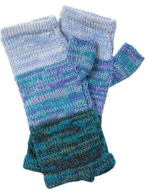Women's Aqua Fingerless 100% Super Soft Alpaca Wool Handmade Mittens Gloves